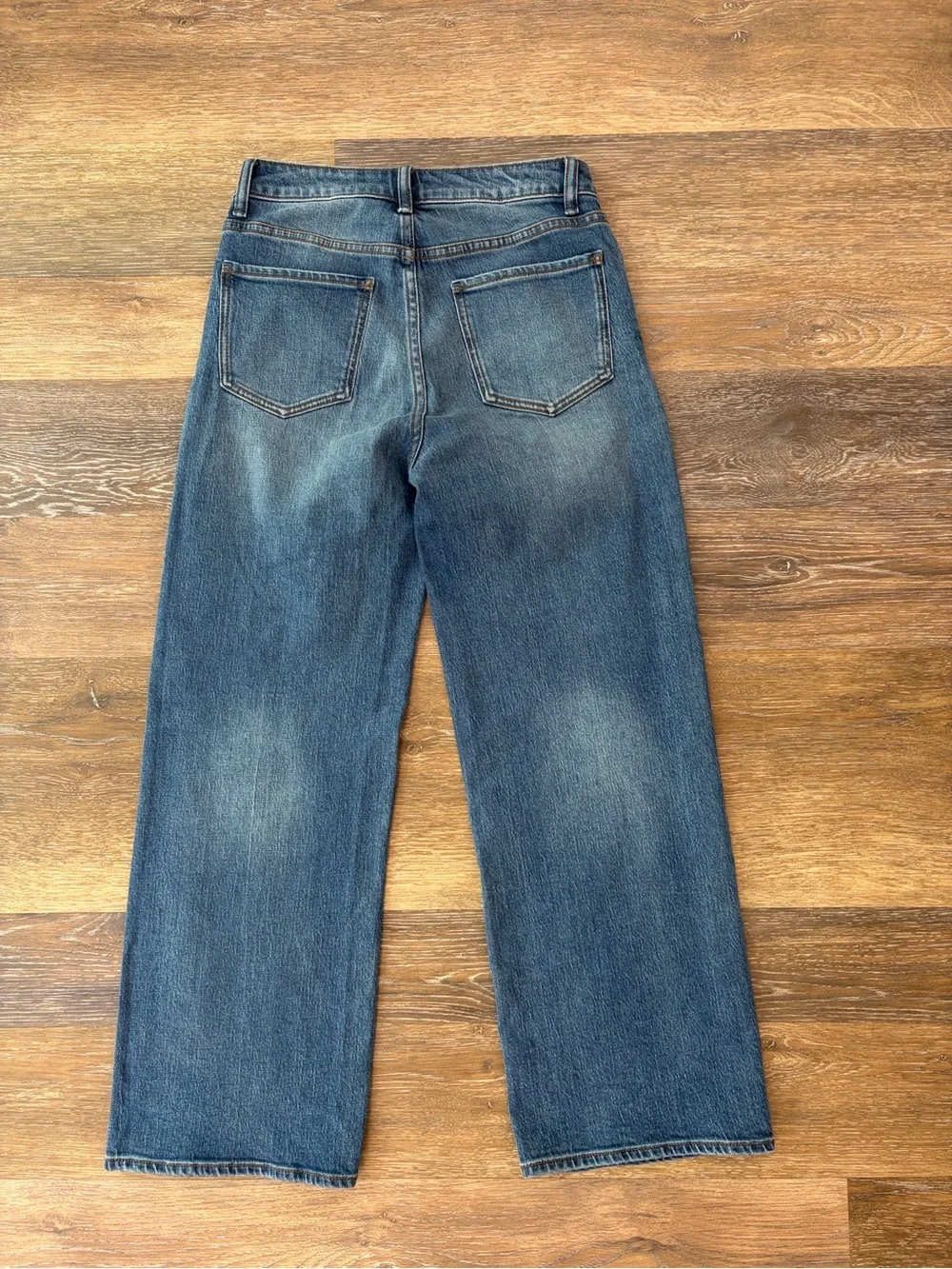 Quince Bella Stretch Relaxed Straight Jeans on Atlantic blue size 27